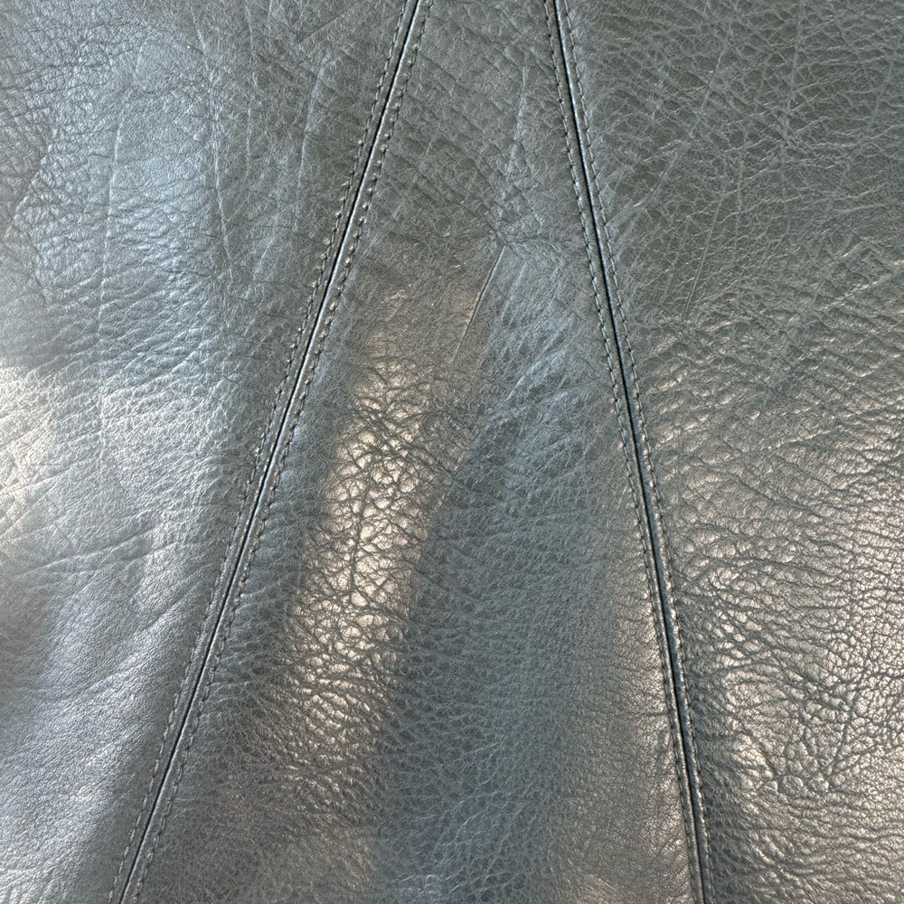 Zara Dark Green A-Line Leather Mini Skirt - Picture 5 of 5